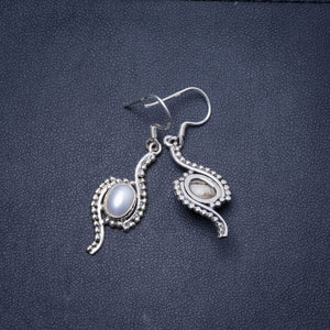 Natural River Pearl Handmade Unique 925 Sterling Silver Earrings 1.5" Y0688
