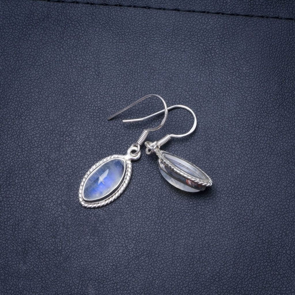Natural Moonstone Handmade Unique 925 Sterling Silver Earrings 1.25