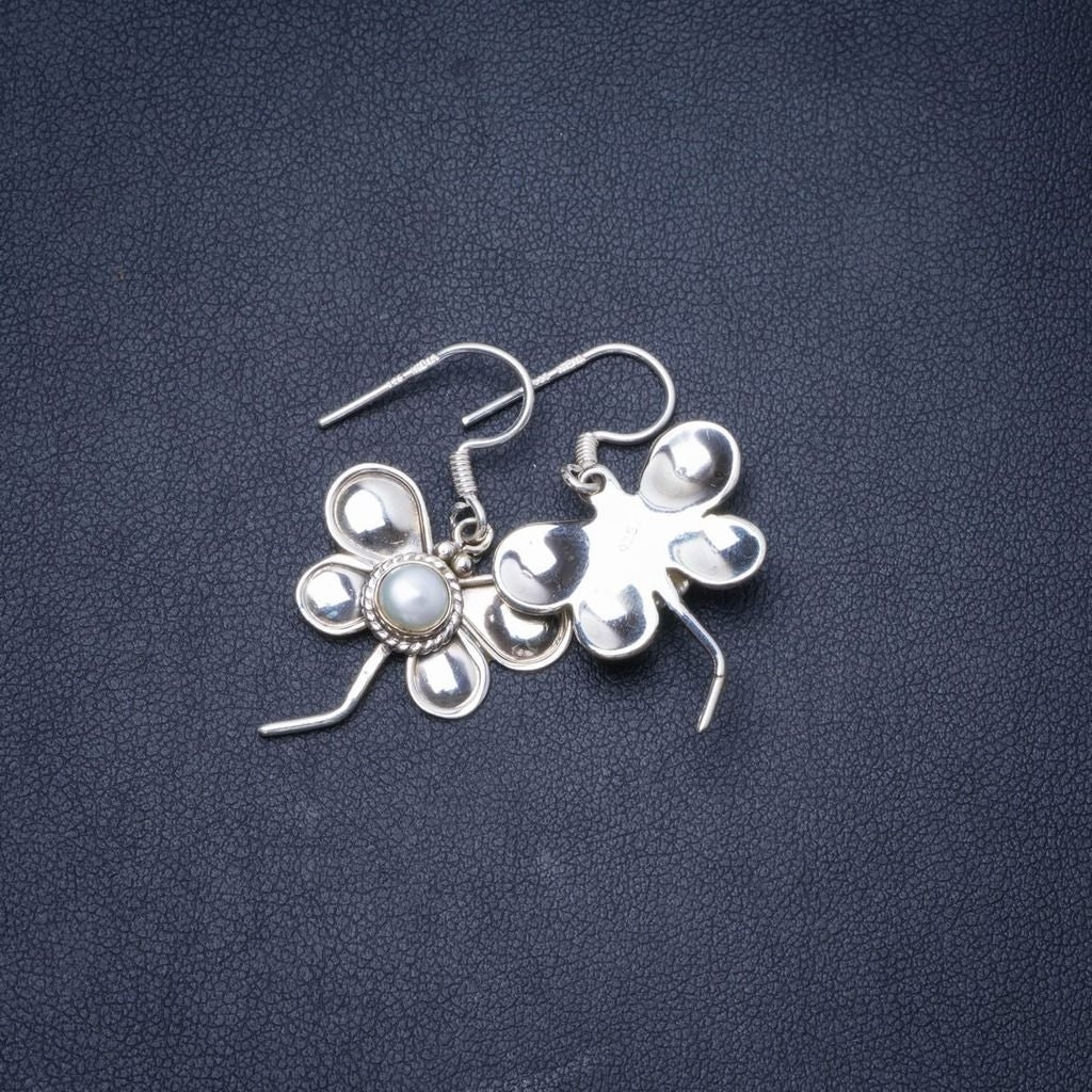 Natural River Pearl Handmade Unique 925 Sterling Silver Earrings 1.25