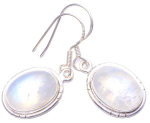 Natürliche Mondstein handgefertigte einzigartige 925 Sterling Silber Ohrringe 1,25" Y1126
