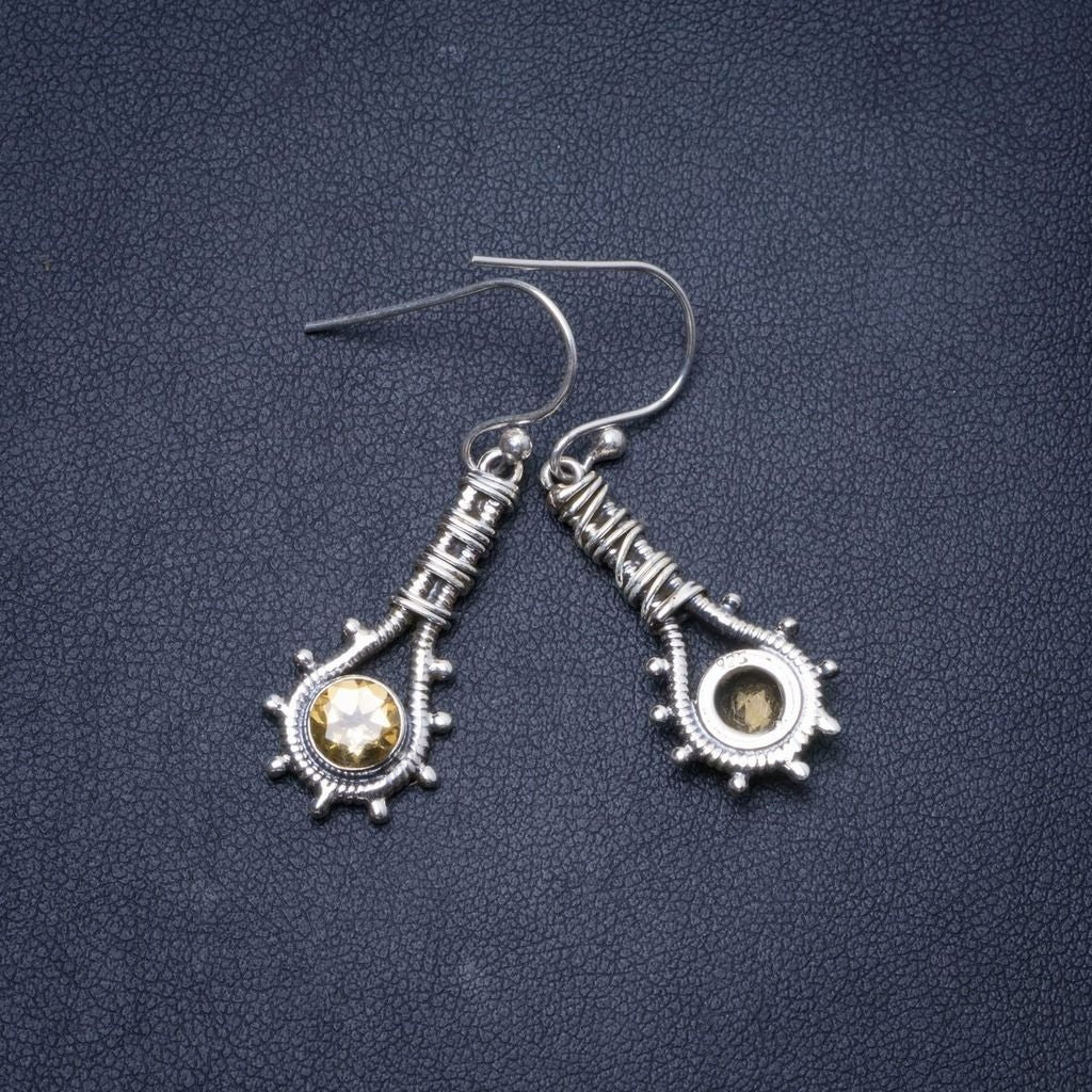 Natural Citrine Handmade Unique 925 Sterling Silver Earrings 1.5