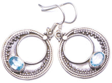 Natürlicher Blautopas, handgefertigt, einzigartige Ohrringe aus 925er Sterlingsilber, 3,8 cm, Y1436