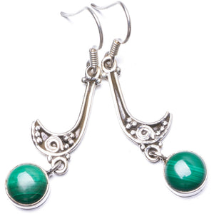 Natural Malachite Handmade Unique 925 Sterling Silver Earrings 1.75" Y1762