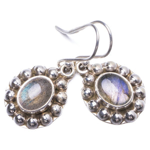 Natural Blue Fire Labradorite Handmade Unique 925 Sterling Silver Earrings 1.25" Y1506