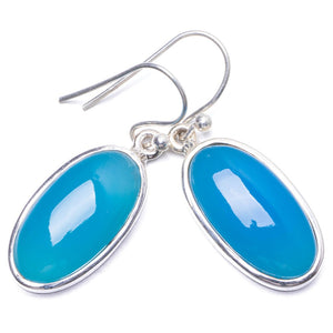 Natural Chalcedony   Handmade Unique 925 Sterling Silver Earrings 1.25" Y1543
