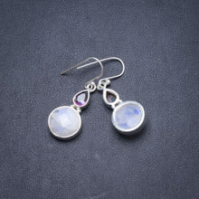 Natural Rainbow Moonstone and Mystical Topaz Handmade Unique 925 Sterling Silver Earrings 1 1/2" Y2181