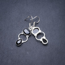 Natürliche schwarze Onyx handgefertigte einzigartige 925 Sterling Silber Ohrringe 1 3/4" Y2348