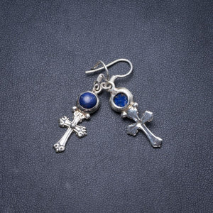 Natural Lapis Lazuli Handmade Unique 925 Sterling Silver Earrings 1 3/4" Y2316