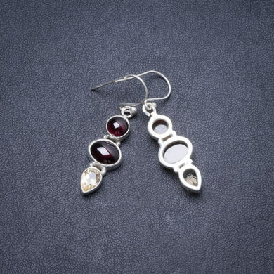 Amethyst and Citrine  Handmade Unique 925 Sterling Silver Earrings 1 1/2