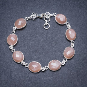 Natural Chalcedony Handmade Unique 925 Sterling Silver Bracelet  7 3/4-8 1/4" Y1965