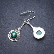 Natural Malachite Handmade Unique 925 Sterling Silver Earrings 1 3/4" Y2309