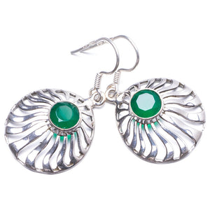Natural Chrysoprase Handmade Unique 925 Sterling Silver Earrings 1.5" Y2701