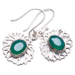 Natural Chrysoprase Handmade Unique 925 Sterling Silver Earrings 1" Y2604