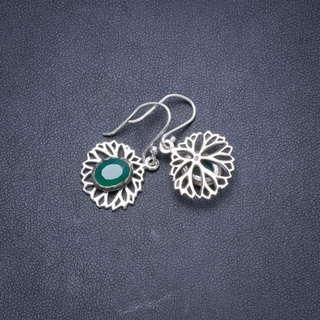 Natural Chrysoprase Handmade Unique 925 Sterling Silver Earrings 1