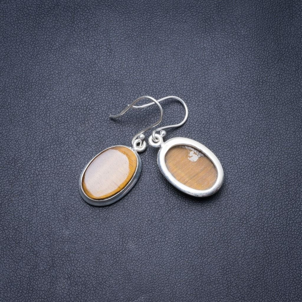 Natural Tiger Eye Handmade Unique 925 Sterling Silver Earrings 1.25