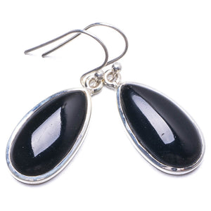 Natürlicher schwarzer Onyx, handgefertigte einzigartige Ohrringe aus 925er Sterlingsilber, 3,2 cm, Y2912