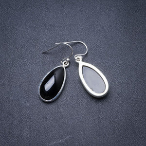 Natürlicher schwarzer Onyx, handgefertigte einzigartige Ohrringe aus 925er Sterlingsilber, 3,2 cm, Y2912