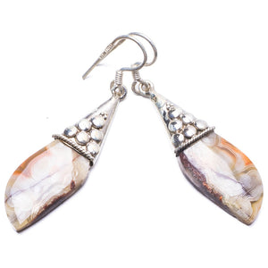 Natural Crazy Lace Agate Handmade Unique 925 Sterling Silver Earrings 2" Y3112