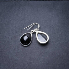 Natürlicher schwarzer Onyx, handgefertigte einzigartige Ohrringe aus 925er Sterlingsilber, 3,2 cm, Y3525