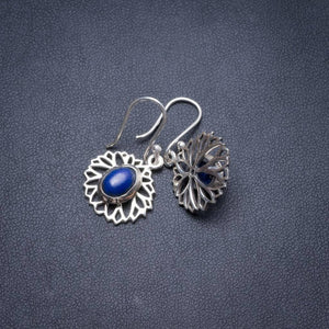 Natural Lapis Lazuli Handmade Unique 925 Sterling Silver Earrings 1.25" Y3749