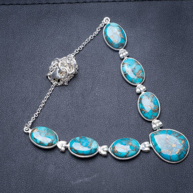 Natural Copper Turquoise Handmade Unique 925 Sterling Silver Necklace 16.5