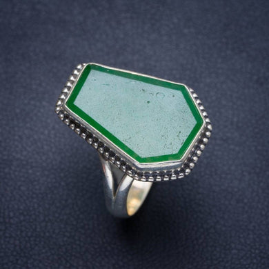 Natürlicher Chrysopras handgefertigter einzigartiger Ring aus 925er Sterlingsilber 7,75 Y3927