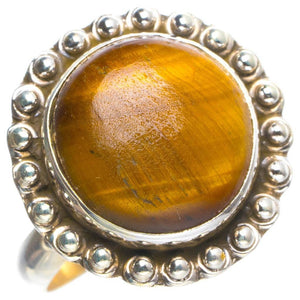 Natürlicher Tigerauge, handgefertigter einzigartiger Ring aus 925er Sterlingsilber, 7,25 Y4360