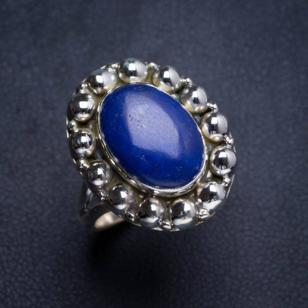 Natural Lapis Lazuli Handmade Unique 925 Sterling Silver Ring 8 Y4993