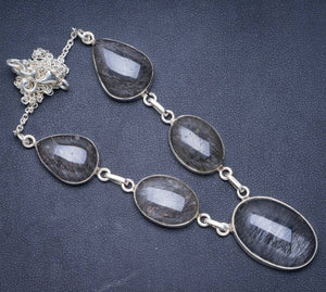 Turmalinierter Quarz, handgefertigt, einzigartige Halskette aus 925er Sterlingsilber, 52,5 + 2,5 cm, Y5509