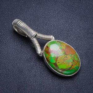 Natural Copper Turquoise Handmade Unique 925 Sterling Silver Pendant 1.75" Y5218