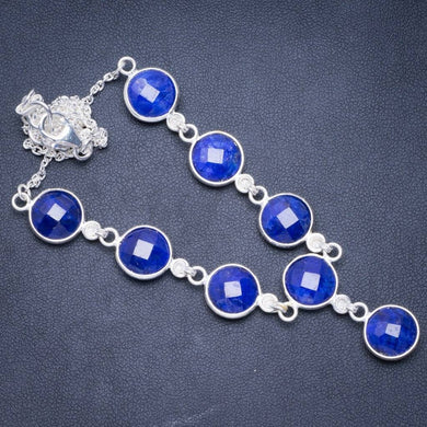 Natural Sapphire Handmade Unique 925 Sterling Silver Necklace 17.25+1.5