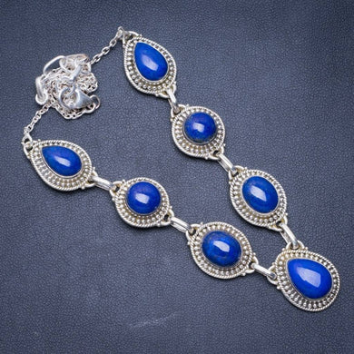 Natural Lapis Lazuli Handmade Unique 925 Sterling Silver Necklace 18.5+1.25