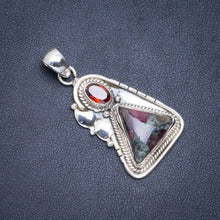 Natural Zoisite and Garnet Handmade Unique 925 Sterling Silver Pendant 1.5" A0480