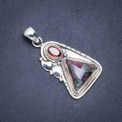 Natural Zoisite and Garnet Handmade Unique 925 Sterling Silver Pendant 1.5