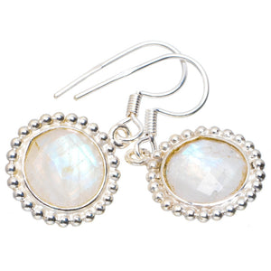 Natural Rainbow Moonstone Handmade Unique 925 Sterling Silver Earrings 1.25" A2248