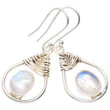 Natural Rainbow Moonstone Handmade Unique 925 Sterling Silver Earrings 1.5" A2302