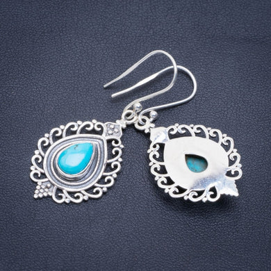 Natural Turquoise Handmade Unique 925 Sterling Silver Earrings 1.75