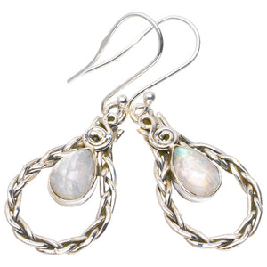 Natural Rainbow Moonstone Handmade Unique 925 Sterling Silver Earrings 1.75" A2744