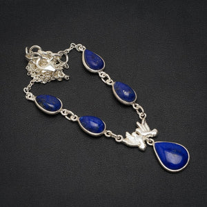 Natural Lapis Lazuli Handmade Unique 925 Sterling Silver Necklace 16.25+1.25" A3184