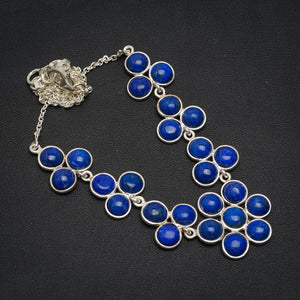 Natural Lapis Lazuli Handmade Unique 925 Sterling Silver Necklace 18.75+1.25" A3146