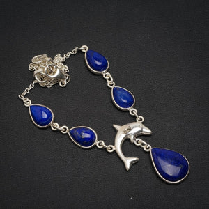 Natural Lapis Lazuli Handmade Unique 925 Sterling Silver Necklace 16.25+1.25" A3173