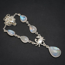 Natural Rainbow Moonstone Handmade Unique 925 Sterling Silver Necklace 16.25+1.25" A3176
