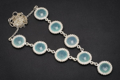 Natural Chalcedony Handmade Unique 925 Sterling Silver Necklace 17+1.75