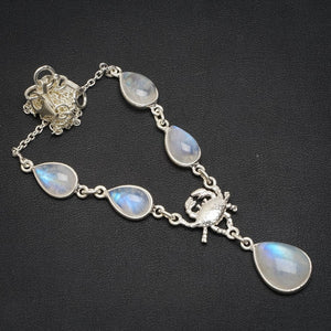 Natural Rainbow Moonstone Handmade Unique 925 Sterling Silver Necklace 16.25+1.25" A3128
