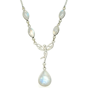 Natural Rainbow Moonstone Handmade Unique 925 Sterling Silver Necklace 16.5+1.25" A3182