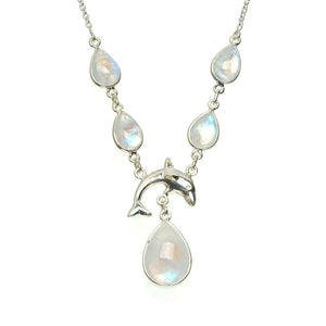 Natural Rainbow Moonstone Handmade Unique 925 Sterling Silver Necklace 16.25+1.25" A3132