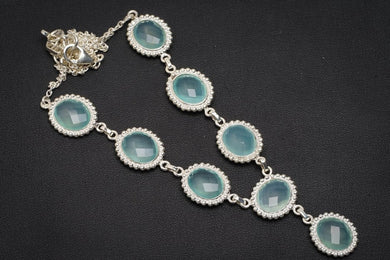 Natural Chalcedony Handmade Unique 925 Sterling Silver Necklace 17.25+1.75