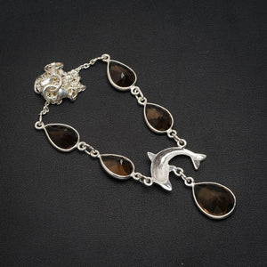 Rauchquarz handgemachte einzigartige 925 Sterling Silber Halskette 16,75+1,5" A3162
