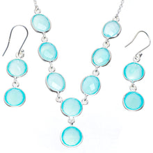 Natural Chalcedony 925 Sterling Silver Jewelry Set Necklace 18.5" Earrings 1.75" A3373