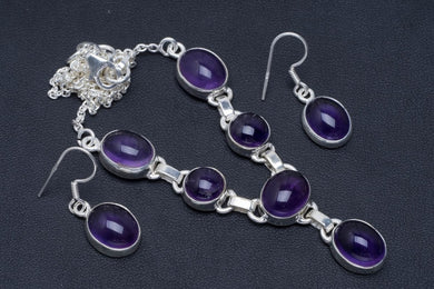 Amethyst Handmade Unique 925 Sterling Silver Jewelry Set Necklace 18.5
